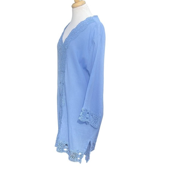 Isaac Mizrahi Daisy Swim Cover-Up in Grapemist Blue - Picture 10 of 16